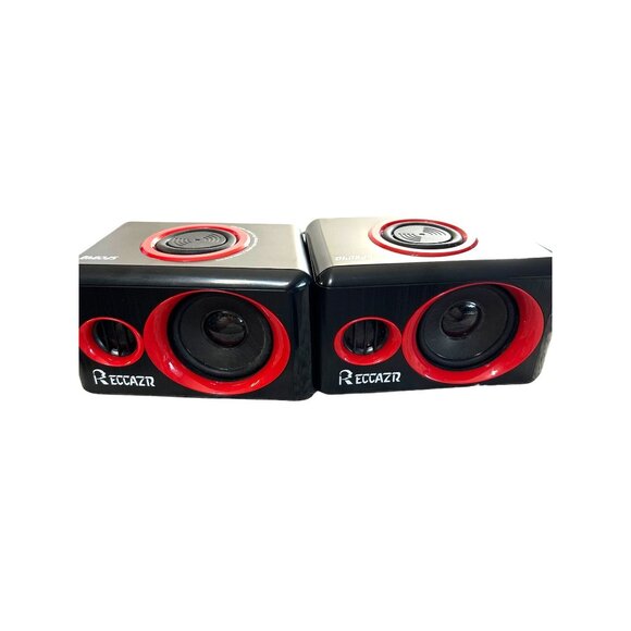 Reccazr Speakers Mini SP2040 Black/Red 2.0 Computer Speakers 5x3x4 Set of 2 - Picture 9 of 9